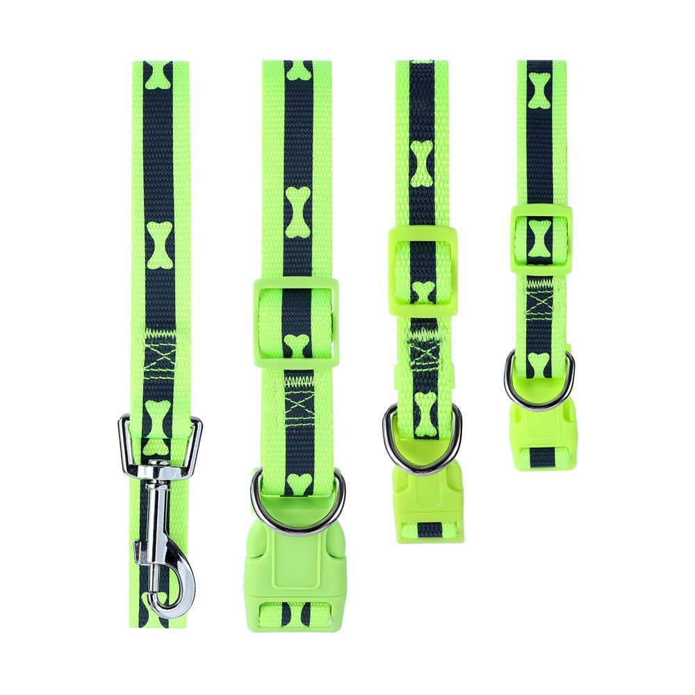 Paws & Claws Reflective Dog Lead with Bone Print - 150x2cm
