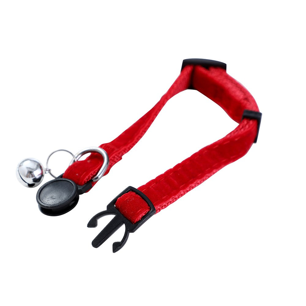 Paws & Claws Velvet Adjustable Breakaway Cat Collar with Bell - 20-30x1cm