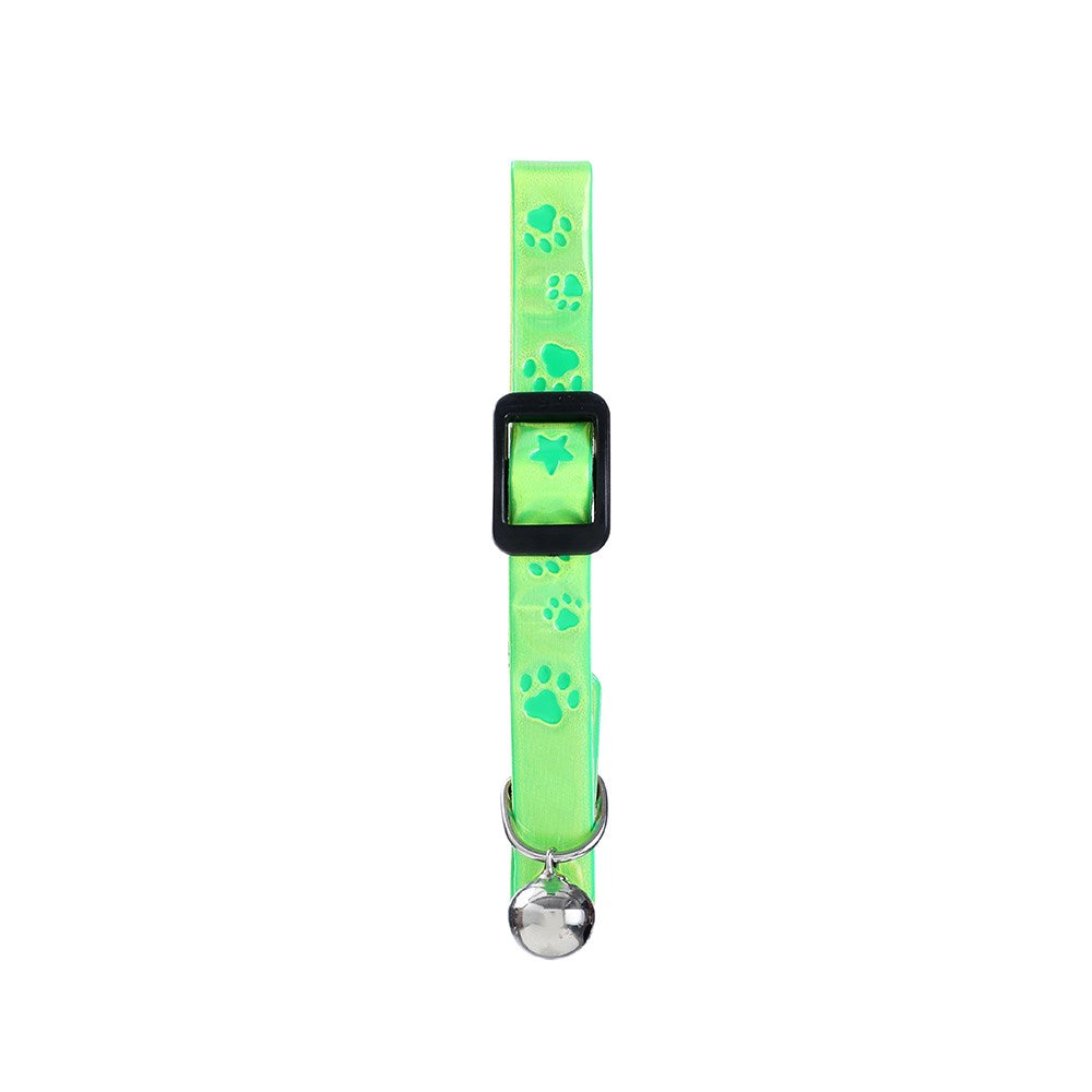 Paws & Claws Reflective Fluro & Adjustable Breakaway Cat Collar with Paw Design - 30x1cm