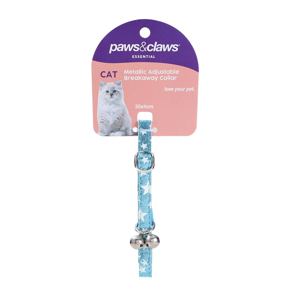 Paws & Claws Metallic Adjustable Breakaway Cat Collar with Bell - 35x1cm