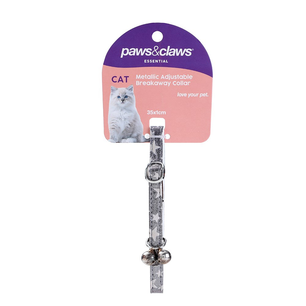 Paws & Claws Metallic Adjustable Breakaway Cat Collar with Bell - 35x1cm
