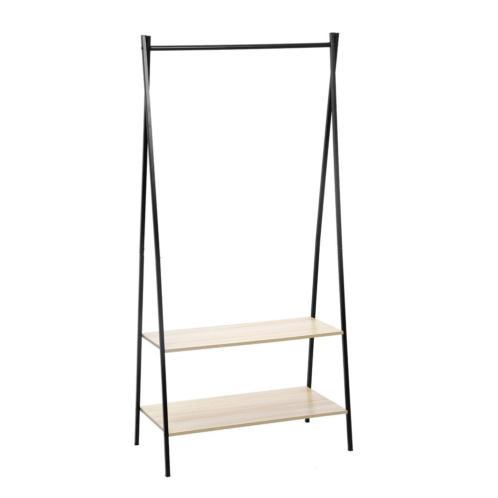 Boxsweden Garment/Clothes Rack With 2-Tier Wooden Shelving