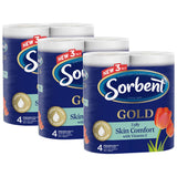 3 x 4pk Sorbent Gold Skin Comfort with Vitamin E 3 Ply Toilet Paper Rolls