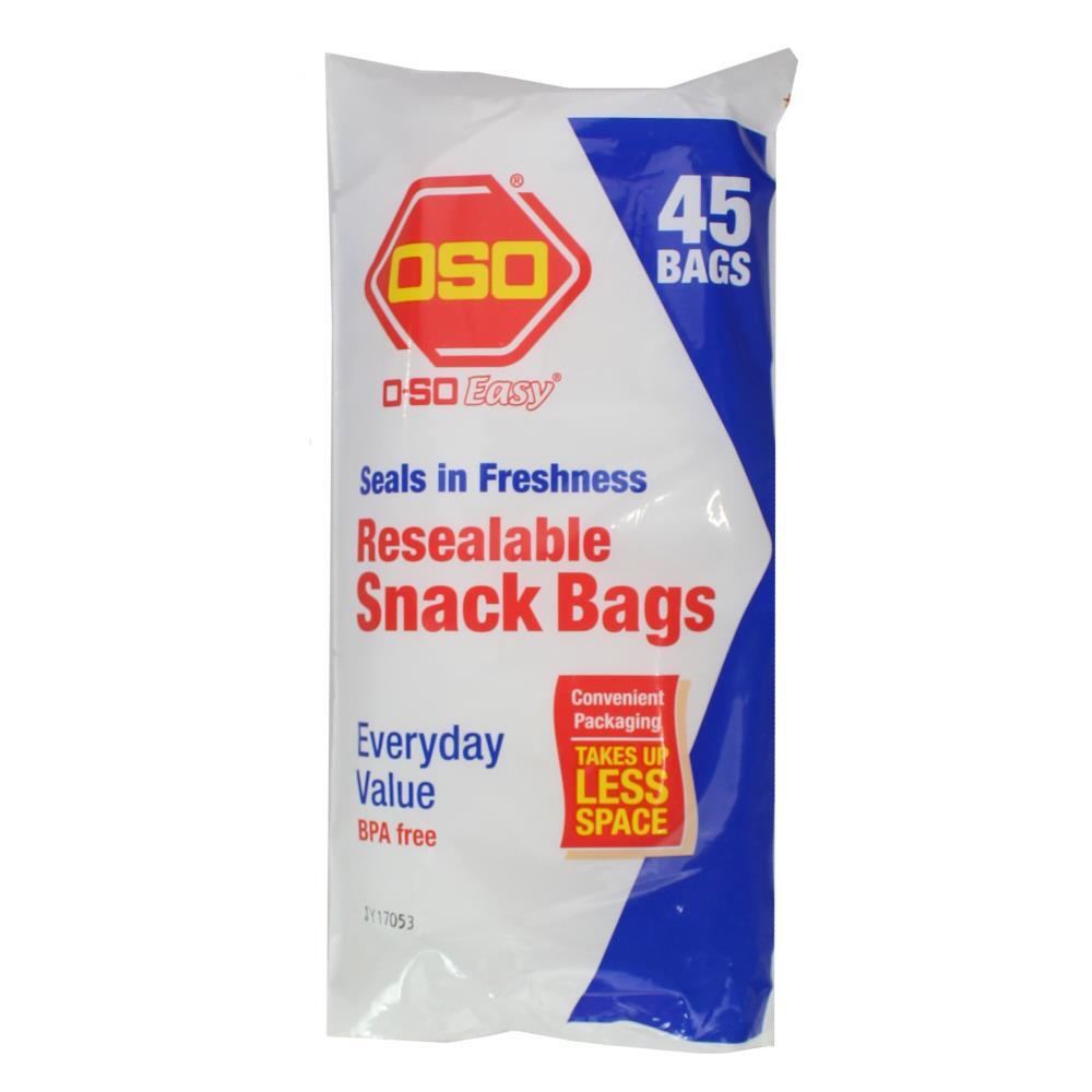 3 Pack x OSO Easy Resealable Snack Bags 45pc
