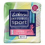Libra Invisible Sport Pads Super No Wings 10 Pack