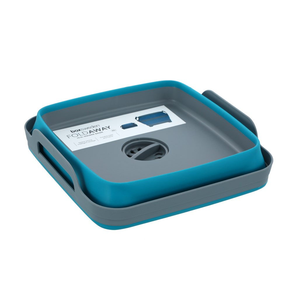 Boxsweden Foldaway Square Basin Storage Container With Handles - 10.5L