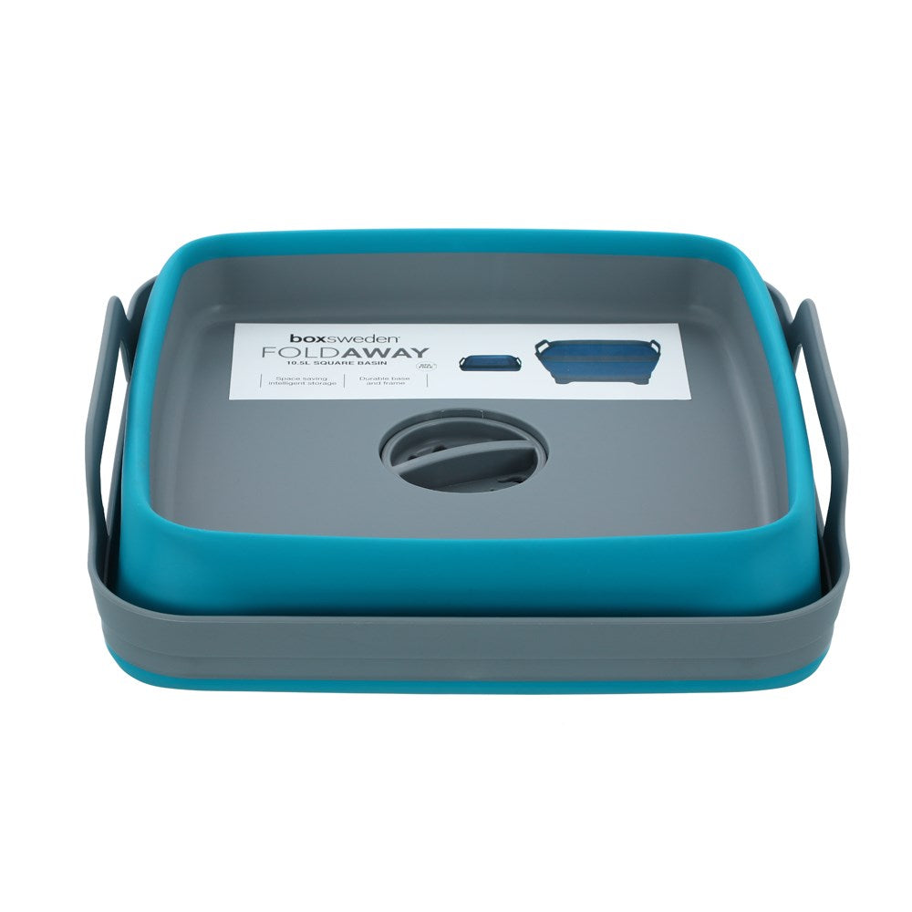 Boxsweden Foldaway Square Basin Storage Container With Handles - 10.5L