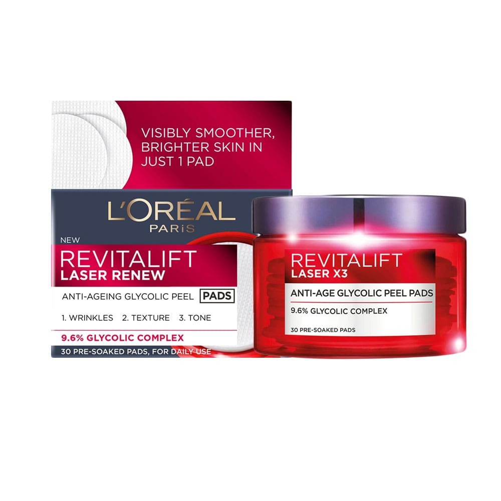 L'Oreal Revitalift Laser Renew Anti-Ageing Glycolic Peel Pads 30pk