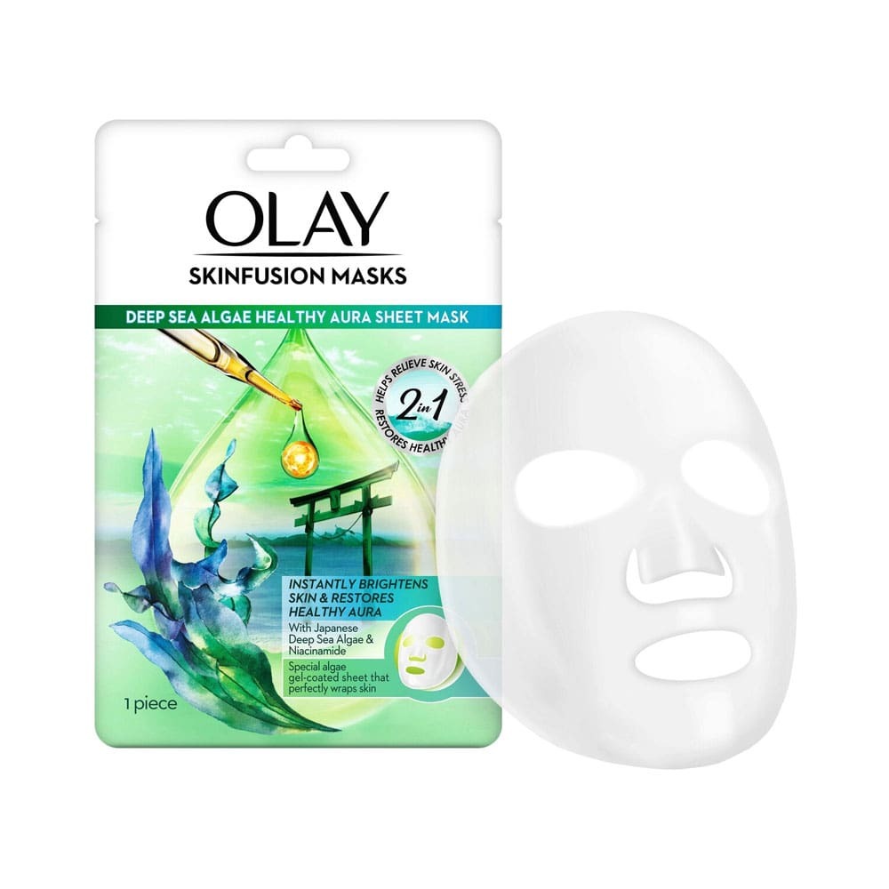 Olay Skin Fusion Masks Deep Sea Algae Healthy Aura Sheet Mask - 10 Pack