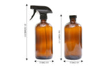 4pcs Amber Glass Spray Bottles Trigger Sprayer 500ml