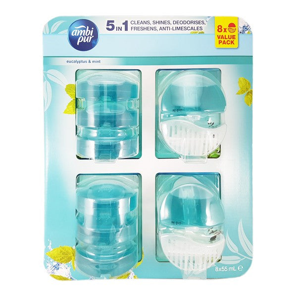 Ambi Pur Eucalyptus & Mint Liquid Toilet Rimblock Value Pack 8 x 55ml