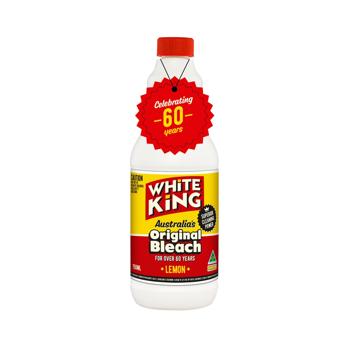 White King: Australia's Original Lemon-Scented Bleach (750ml)