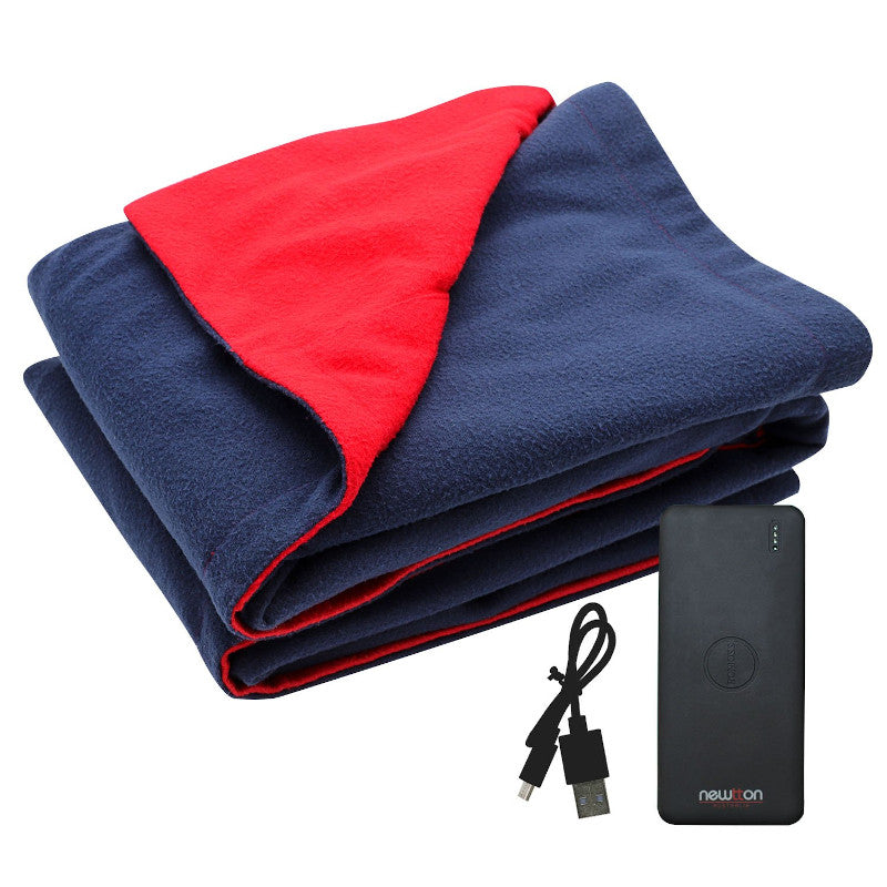 Newtton USB Heated Fleece Blanket With Phone Charger Power Bank