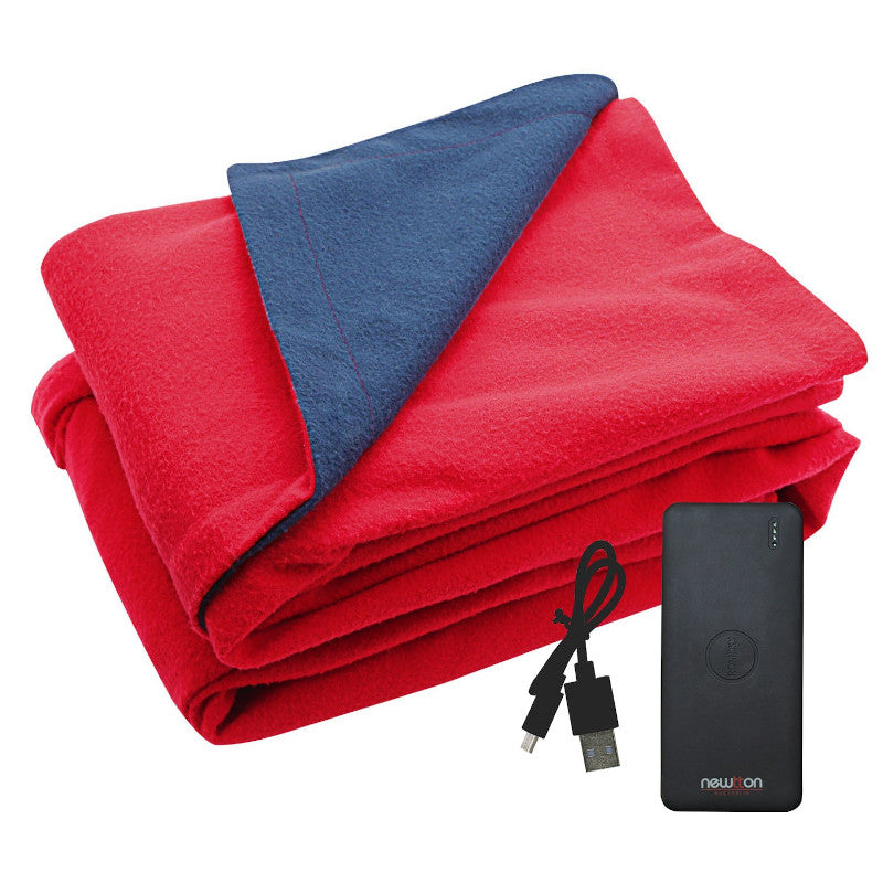 Newtton USB Heated Fleece Blanket With Phone Charger Power Bank
