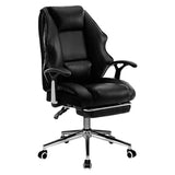 Faux Leather High Back Reclining Executive Office Chair w/ Stool Black