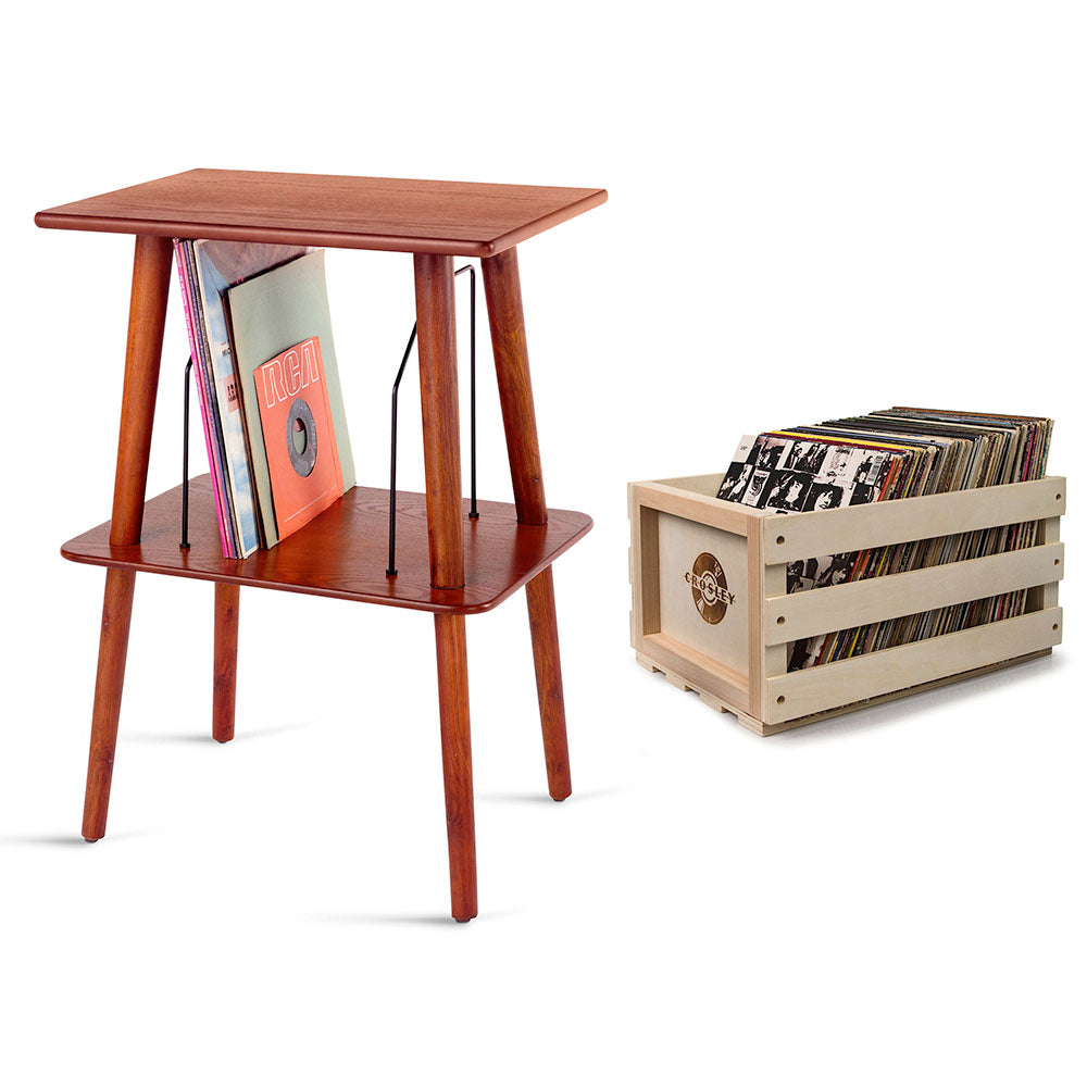 Crosley Record Storage Crate & Manchester Entertainment Center Stand Bundle