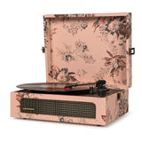 Crosley Voyager Bluetooth Portable Turntable - Floral + Bundled HolySmoke Bluetooth Retro Speaker - Black