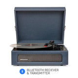 Crosley Voyager Bluetooth Portable Turntable - Navy + Bundled HolySmoke Bluetooth Retro Speaker - Black