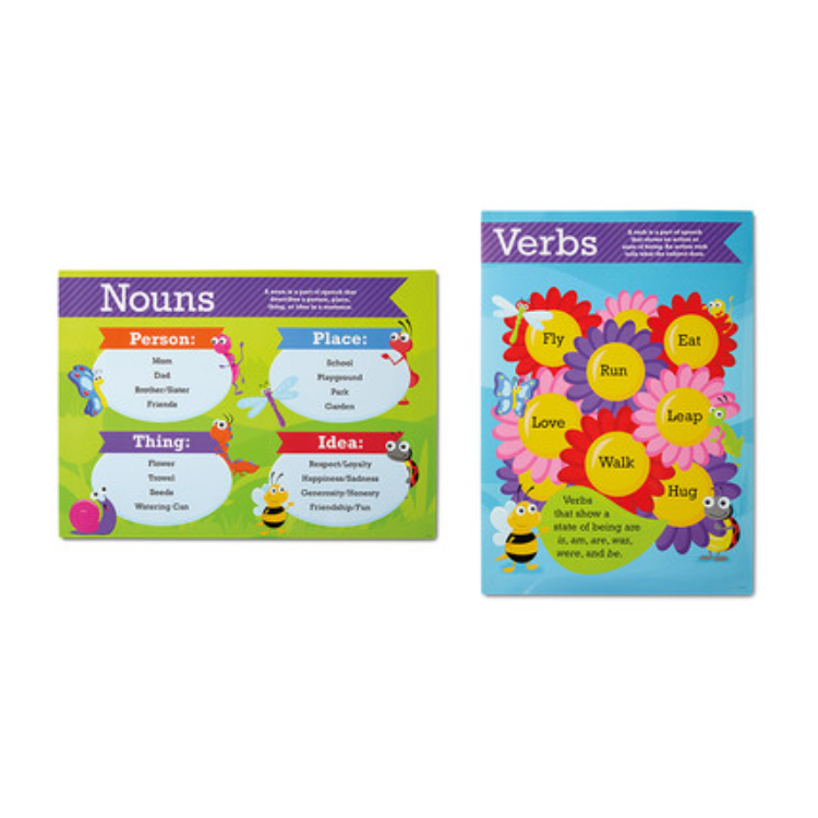 2 Jumbo Wall Posters 1st-2nd Grade Nouns & Verbs The Clever Factory