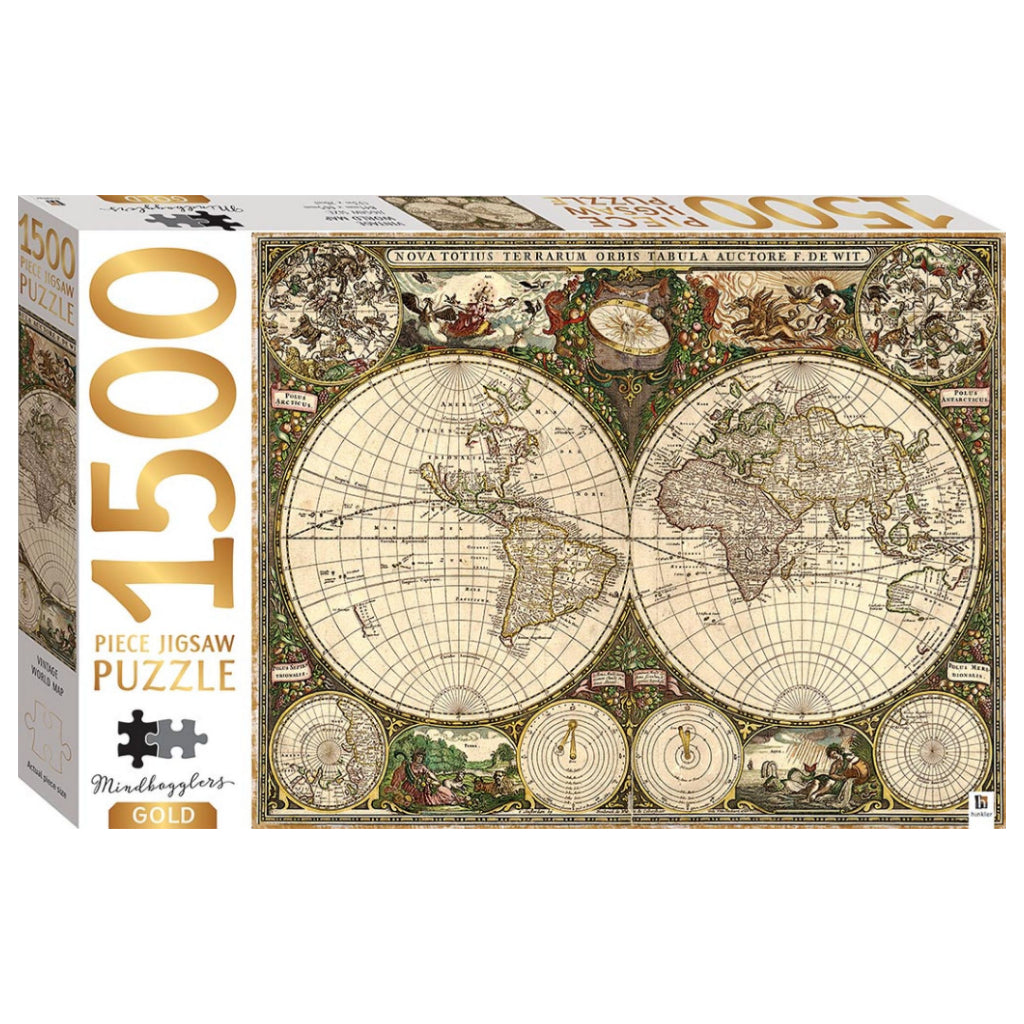 1500 Piece Jigsaw Puzzle - Gold: Vintage World Map