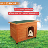 Little Buddies Wooden Flat Roof Dog Kennel - Small