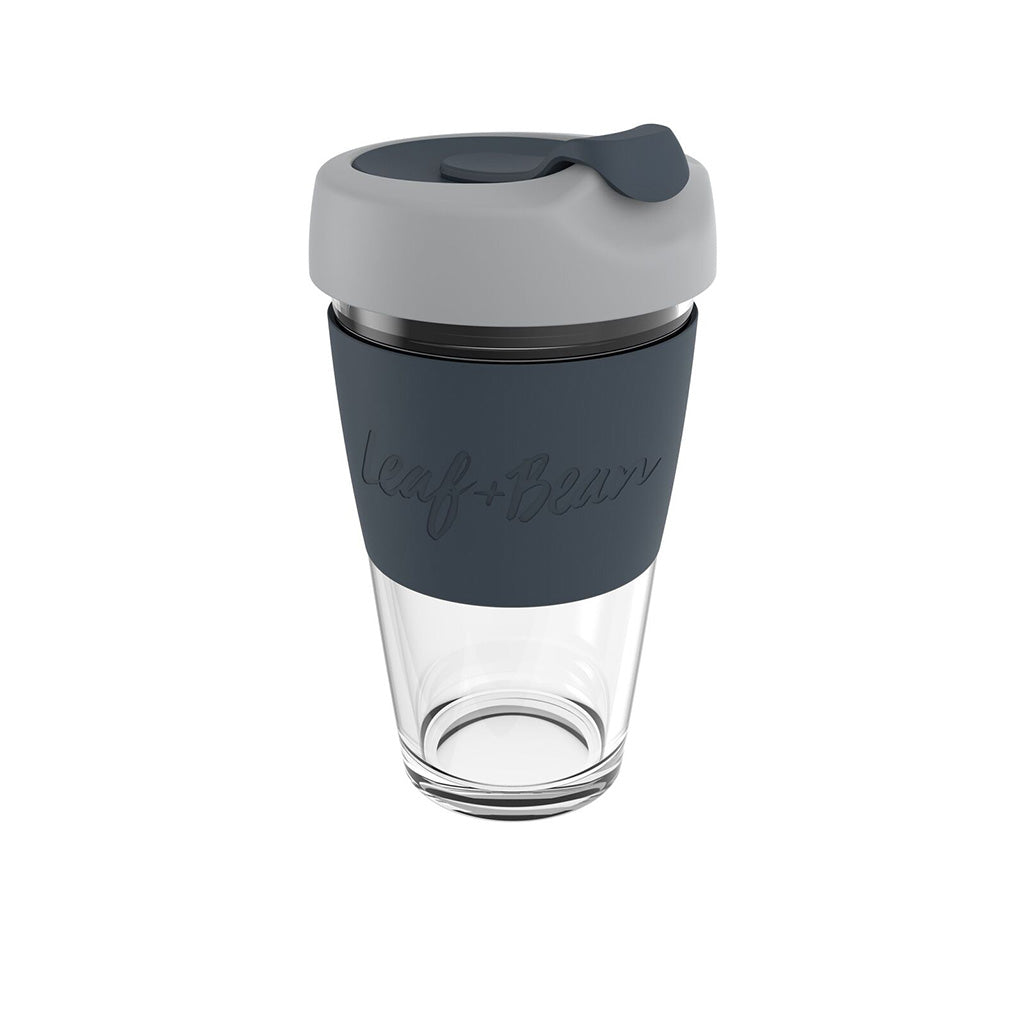 Sorrento Leaf & Bean Reusable Glass Cup - 454ml(160z)