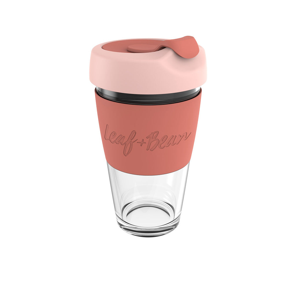Sorrento Leaf & Bean Reusable Glass Cup - 454ml(160z)