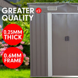 4ft x 8ft Garden Shed with Base Flat Roof Outdoor Storage - Grey