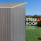 4ft x 8ft Garden Shed with Base Flat Roof Outdoor Storage - Grey