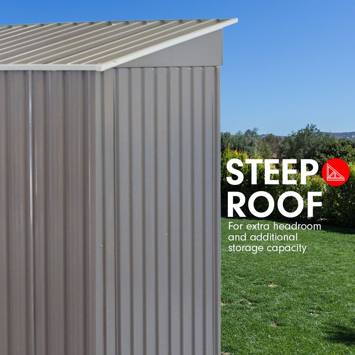 4ft x 8ft Garden Shed with Base Flat Roof Outdoor Storage - Grey
