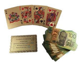 Gold Foil Playing Cards- With Australian or USA dollars printed