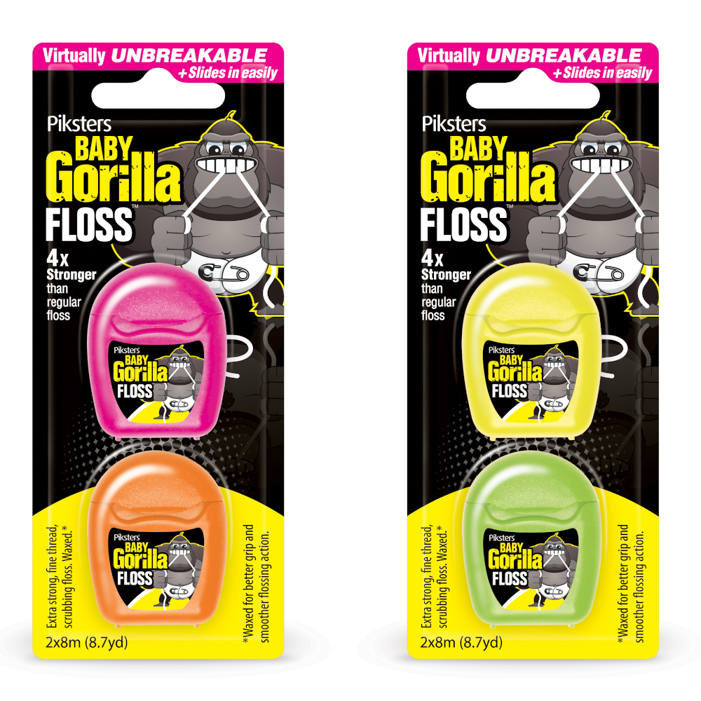 2 Pack x Piksters Baby Gorilla Floss Twin Pack 8m