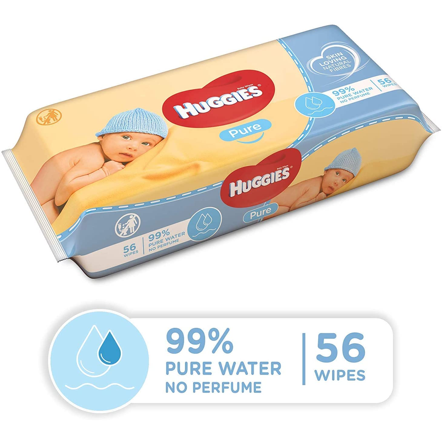 2 Pack x Huggies Baby Pure Wipes 56pc