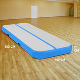 3m x 1m Air Track Inflatable Gymnastics Tumbling Mat - Blue