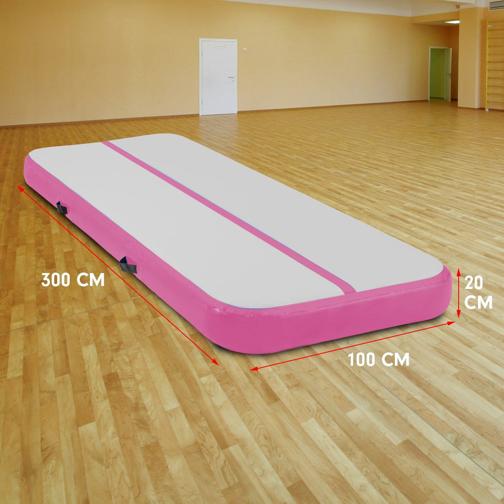 3m x 1m Air Track Inflatable Gymnastics Tumbling Mat Pink Smooth Sales