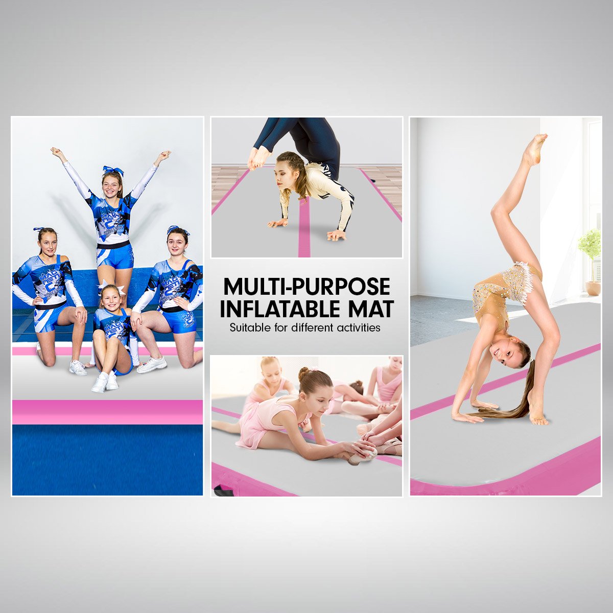 4m x 1m Air Track Inflatable Gymnastics Tumbling Mat - Pink