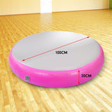 1m Air Spot Round Inflatable Gymnastics Tumbling Mat with Pump - Pink