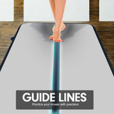 3m x 1m Air Track Inflatable Tumbling Mat Gymnastics - Grey Black