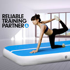 4m x 1m Air Track Inflatable Tumbling Gymnastics Mat - Blue White