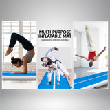 4m x 1m Air Track Inflatable Tumbling Gymnastics Mat - Blue White