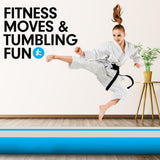 4m x 2m Air Track Gymnastics Mat Tumbling Exercise - Grey Blue