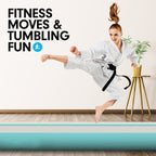 4m x 2m Air Track Gymnastics Mat Tumbling Exercise - Grey Green