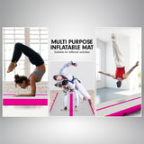 4m x 2m Air Track Gymnastics Mat Tumbling Exercise - Grey Pink
