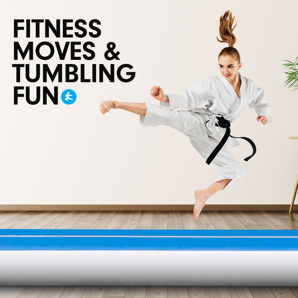 5m x 1m Air Track Inflatable Tumbling Gymnastics Mat - Blue White