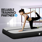 6m x 2m Air Track Gymnastics Mat Tumbling Exercise - Grey Black