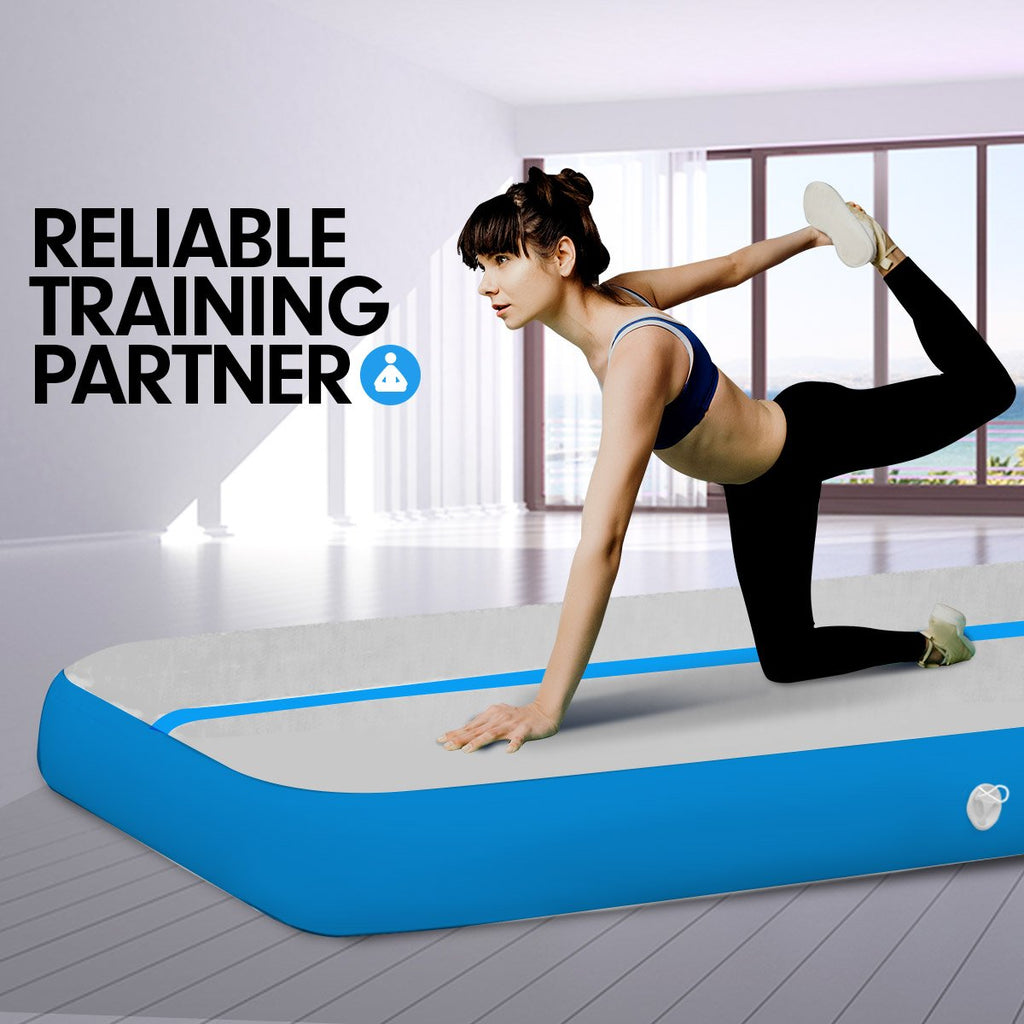 6m x 2m Air Track Gymnastics Mat Tumbling Exercise - Grey Blue