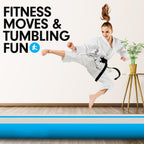 6m x 2m Air Track Gymnastics Mat Tumbling Exercise - Grey Blue