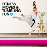 6m x 2m Air Track Gymnastics Mat Tumbling Exercise - Grey Pink