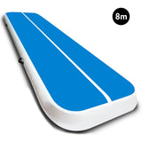 8m x 1m Air Track Inflatable Tumbling Gymnastics Mat - Blue White