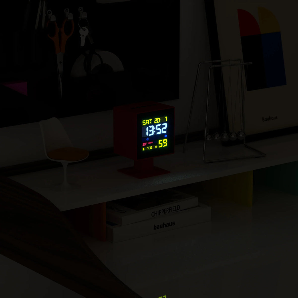Newgate Monolith Lcd Alarm Clock Fire Engine Red